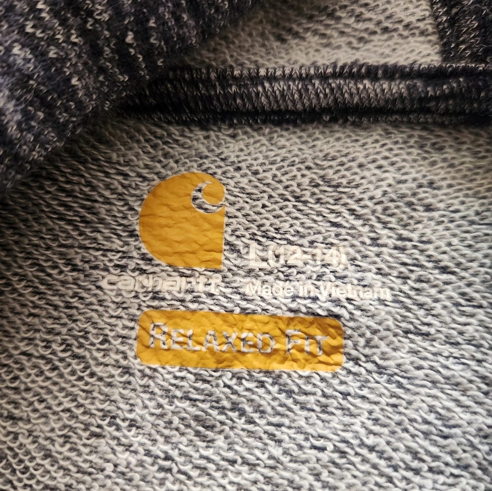 CARHARTT Hoodie Kids Large Size 12 Heather Grey Sweatshirt - Picture 2 of 12